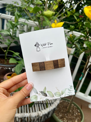 Colorblock Curved Wooden Hair Barrettes (3 colors)