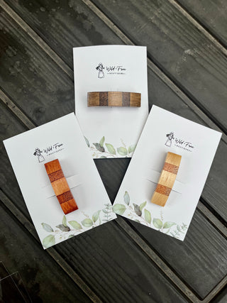 Colorblock Curved Wooden Hair Barrettes (3 colors)