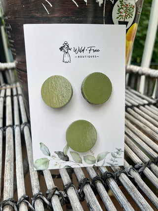 Sage Handmade Wood Circle Clips