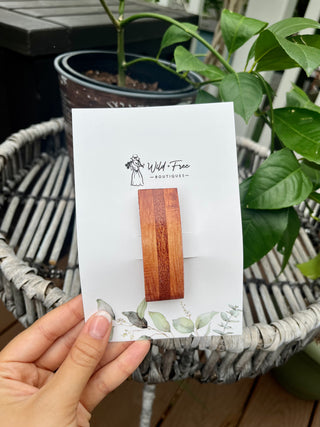 Striped Curved Wooden Hair Barrette (3 colors)