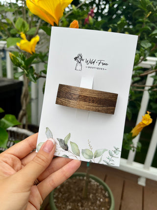 Striped Curved Wooden Hair Barrette (3 colors)