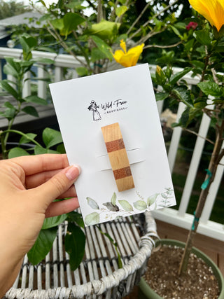 Colorblock Curved Wooden Hair Barrettes (3 colors)