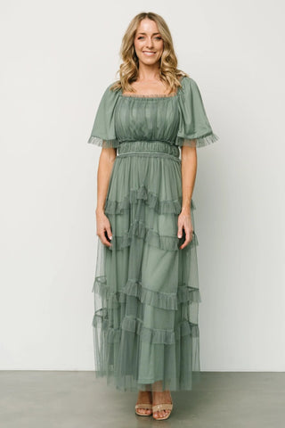 Sage Green Tulle Maxi Dress