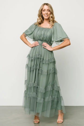 Sage Green Tulle Maxi Dress
