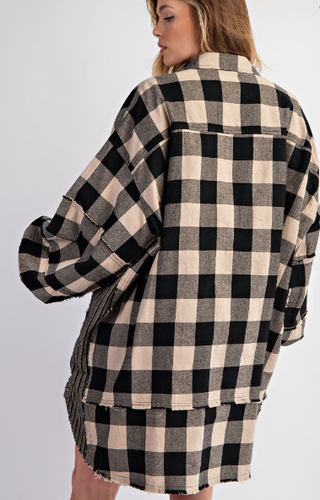 Cozy Winter Days Black and White Plaid Tunic Dress