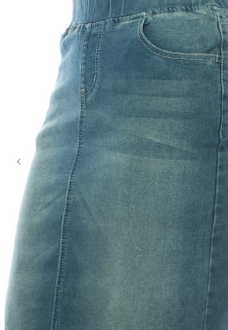 Vintage Denim Lace Skirt with Elastic Waistband