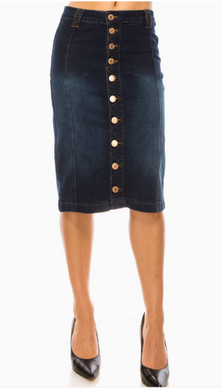 The Sophia Button Down Denim Skirt