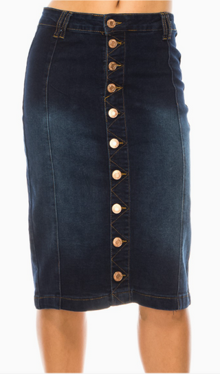 The Sophia Button Down Denim Skirt