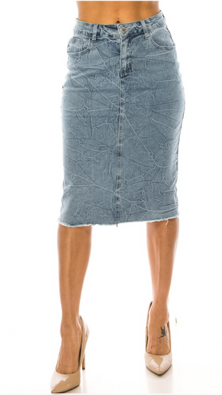Twyla Distressed Denim Skirt