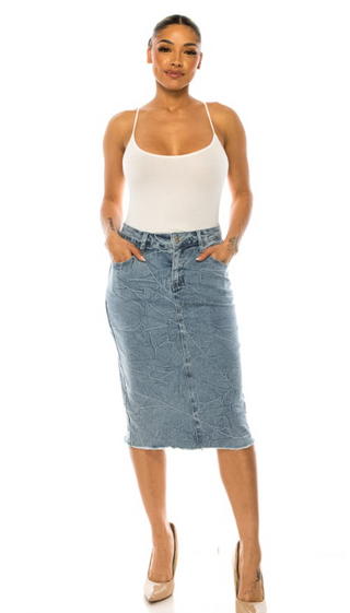 Twyla Distressed Denim Skirt