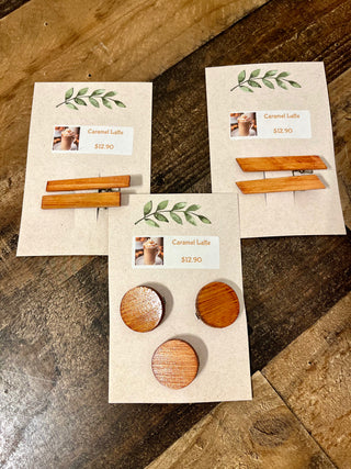 The Coffee Collection Handmade wood hair clips (2 designs and 5 colors)