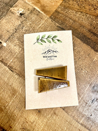 Classic Neutrals Hand Made Wood Hair clip Sets (Blonde, Chestnut, Redwood)