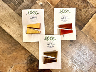 Classic Neutrals Hand Made Wood Hair clip Sets (Blonde, Chestnut, Redwood)