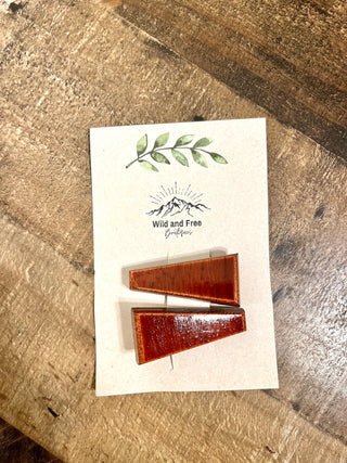 Classic Neutrals Hand Made Wood Hair clip Sets (Blonde, Chestnut, Redwood)