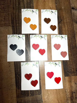 heart shaped handmade wood hair clips